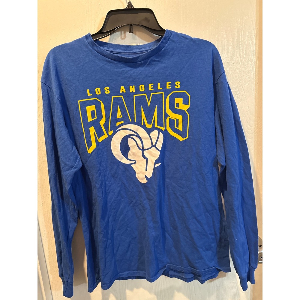 NFL Team Apparel Los Angeles Rams Long Sleeve T-Shirt Blue Mens Large L Graphic